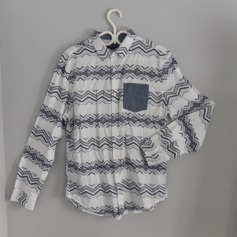 Urban man Men's Button down Shirt Size L white/navy
